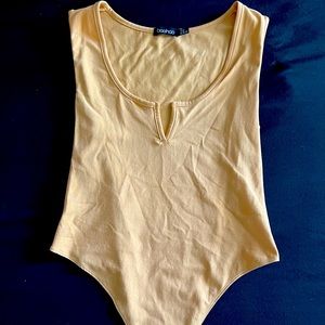 Boohoo Notch Neck Bodysuit Mustard Yellow